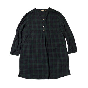 Vintage 90s L.L. Bean Womens Flannel Pajamas Nightgown Granny Blue Green XL